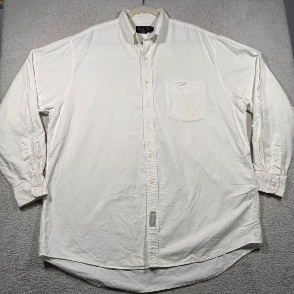 Vintage 90s Abercrombie & Fitch Shirt White Cotton Button Down Oxford 16.5 L